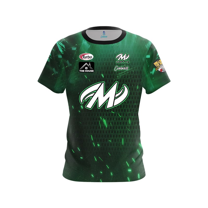 Motiv Nick Pate Green Honeycomb Sparks CoolWick Bowling Jersey