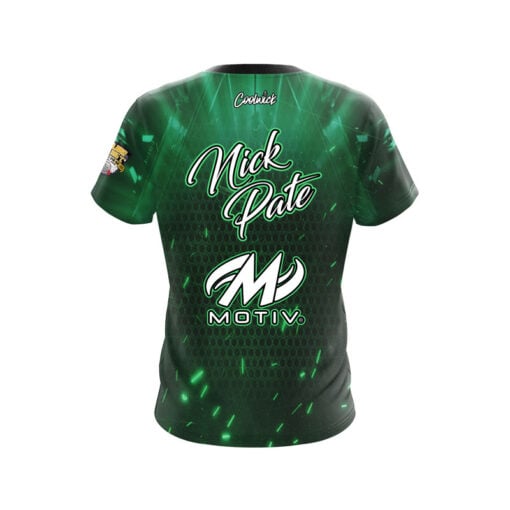 Motiv Nick Pate Green Honeycomb Sparks CoolWick Bowling Jersey - Image 2