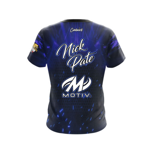 Motiv Nick Pate Royal Blue Honeycomb Sparks CoolWick Bowling Jersey - Image 2