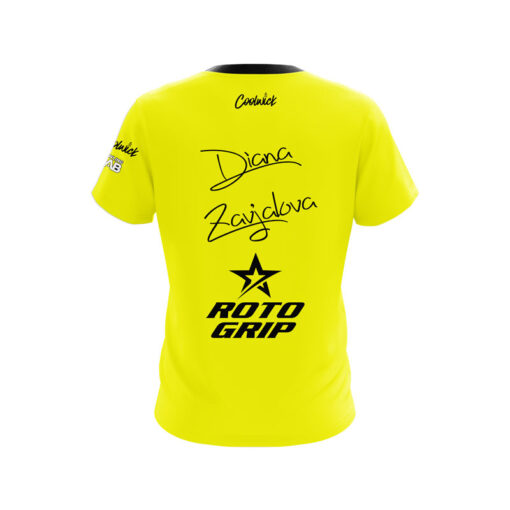 Roto Grip Diana Zavjalova Yellow Black CoolWick Bowling Jersey - Image 2