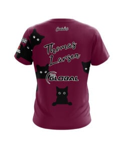 Alternative view of 900 Global Thomas Larsen Burgundy Jungle Cats CoolWick Bowling Jersey