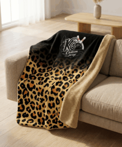 Kristina Cox Leopard Fade Sherpa Lined Throw Blanket