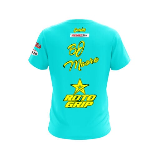 Roto Grip BJ Moore Aqua Yellow CoolWick Bowling Jersey - Image 2
