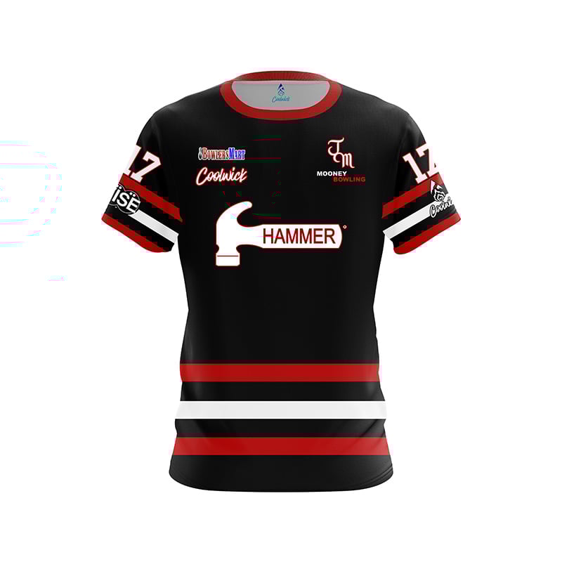 Hammer Justin Mooney Black Red Hockey CoolWick Bowling Jersey