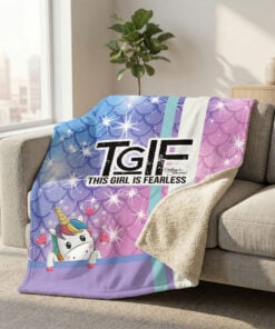 Stefanie Johnson Mermaid Unicorn Sherpa Lined Throw Blanket