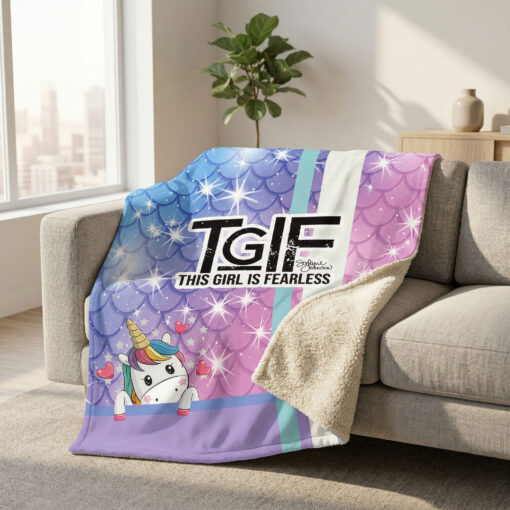 Stefanie Johnson Mermaid Unicorn Sherpa Lined Throw Blanket