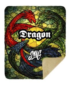 Alternative view of SWAG Dragon Stained Glass Sherpa Lined Throw Blanket