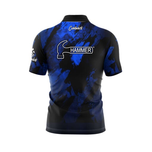 Hammer Black Widow Royal Blue Pearl Quick Ship CoolWick Sash Zip Bowling Jersey - Image 2