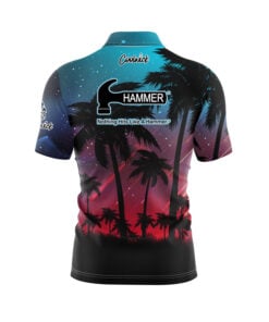Alternative view of Hammer Tropical Light's Quick Ship CoolWick Sash Zip Bowling Jersey