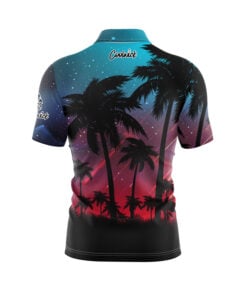 Alternative view of Plain Tropical Light's Quick Ship CoolWick Sash Zip Bowling Jersey