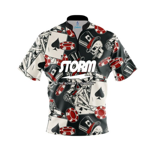 Storm Dead Man's Hand Quick Ship CoolWick Sash Zip Bowling Jersey