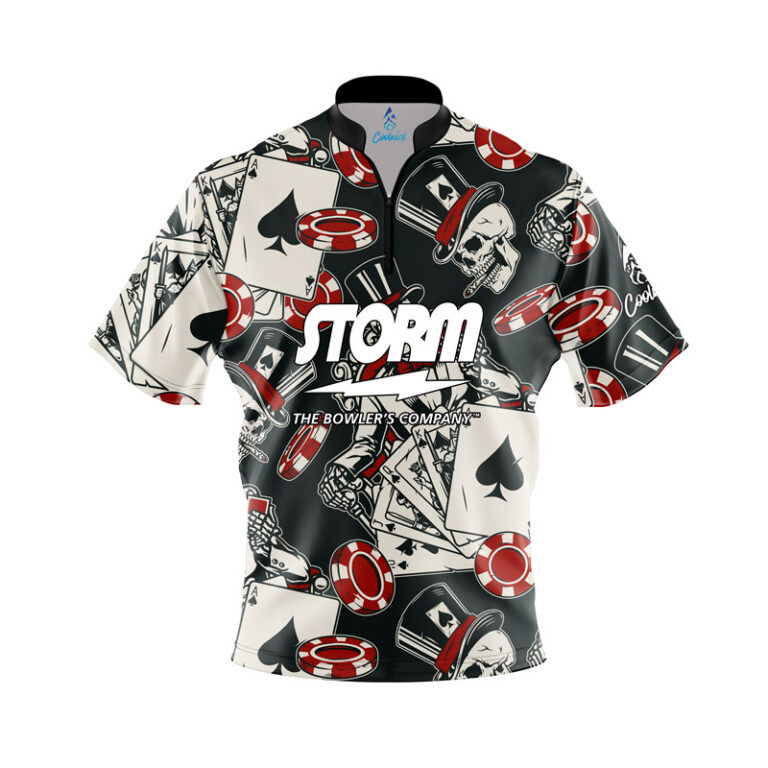 Storm Dead Man's Hand Quick Ship CoolWick Sash Zip Bowling Jersey