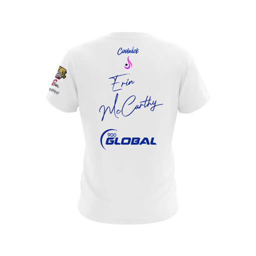 900 Global Erin McCarthy Solid White Blue Dot CoolWick Bowling Jersey - Image 2