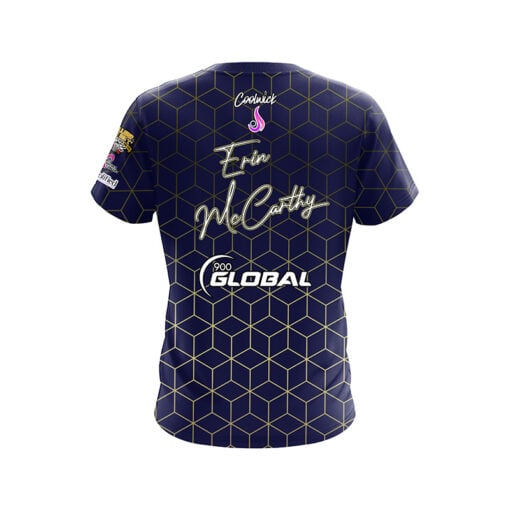 900 Global Erin McCarthy Navy Gold Hex CoolWick Bowling Jersey - Image 2