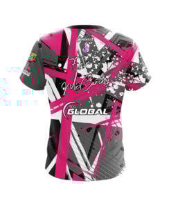 Alternative view of 900 Global Erin McCarthy Pink Grunge Lines CoolWick Bowling Jersey