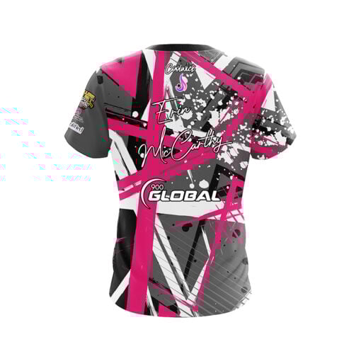 900 Global Erin McCarthy Pink Grunge Lines CoolWick Bowling Jersey - Image 2