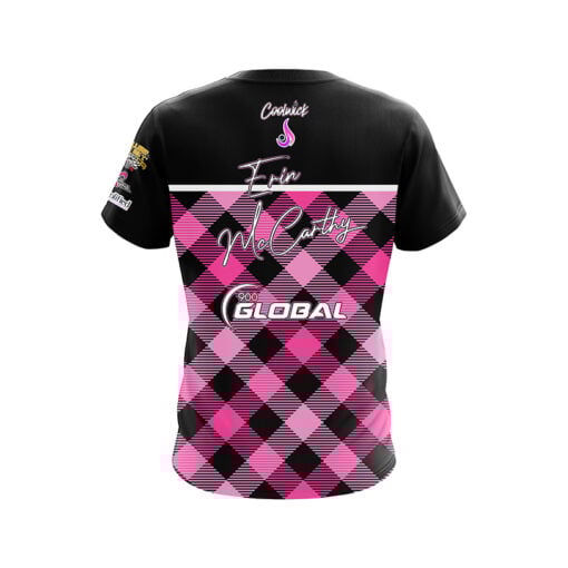 900 Global Erin McCarthy Pink Plaid CoolWick Bowling Jersey - Image 2