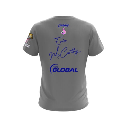900 Global Erin McCarthy Solid Grey Dark Blue CoolWick Bowling Jersey - Image 2