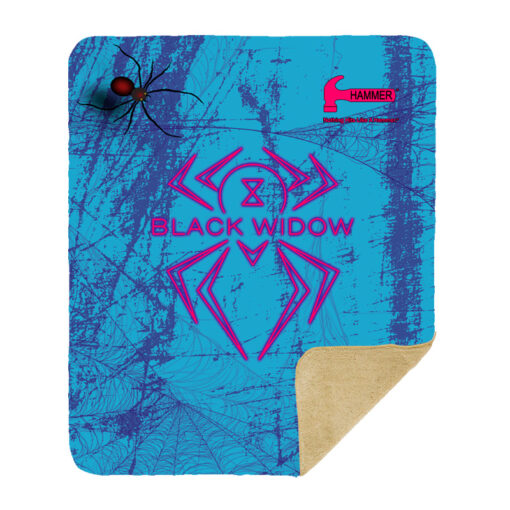 Hammer Black Widow Blue Grunge Sherpa Lined Throw Blanket - Image 2