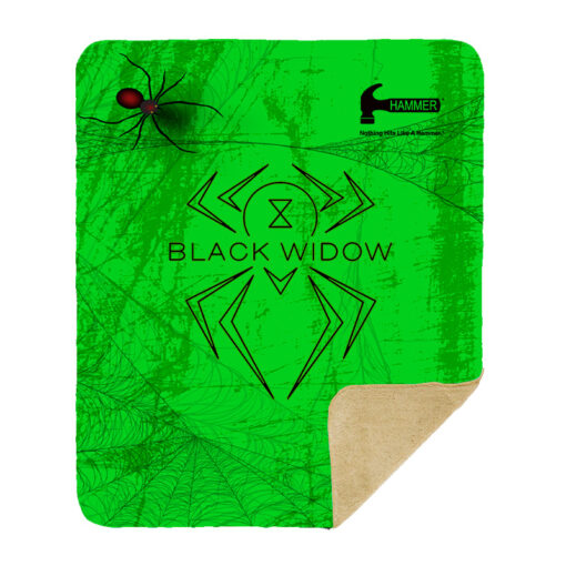 Hammer Black Widow Toxin Green Grunge Sherpa Lined Throw Blanket - Image 2