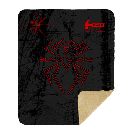 Hammer Black Widow Black Red Grunge Sherpa Lined Throw Blanket - Image 2