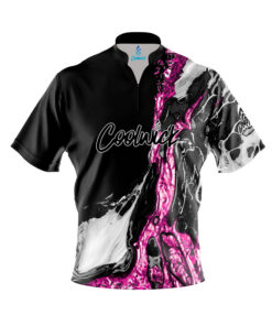 Pink Black Liquid Marble Fast Track CoolWick Bowling Jersey - CoolWick