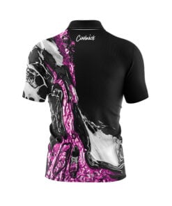 Alternative view of Pink Black Liquid Marble Fast Track CoolWick Bowling Jersey