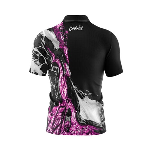 Pink Black Liquid Marble Fast Track CoolWick Bowling Jersey - Image 2