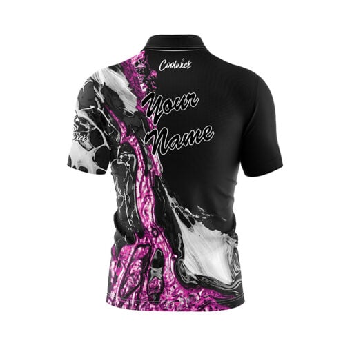 Pink Black Liquid Marble Fast Track CoolWick Bowling Jersey - Image 3