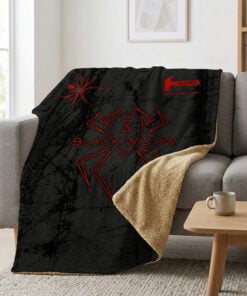 Hammer Black Widow Black Red Grunge Sherpa Lined Throw Blanket