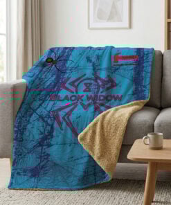 Hammer Black Widow Blue Grunge Sherpa Lined Throw Blanket