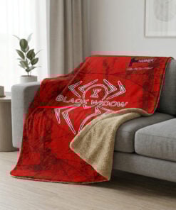 Hammer Black Widow Blood Red Grunge Sherpa Lined Throw Blanket