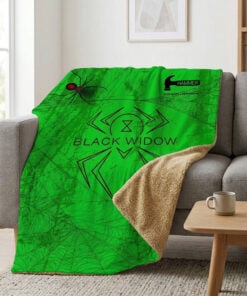 Hammer Black Widow Toxin Green Grunge Sherpa Lined Throw Blanket
