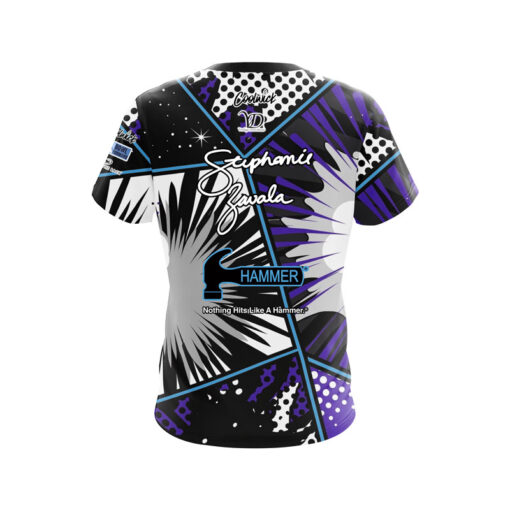 Hammer Stephanie Zavala Purple Comic CoolWick Bowling Jersey - Image 2