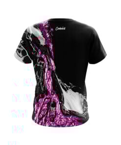 Alternative view of Pink Black Liquid Marble CoolWick Bowling Jersey
