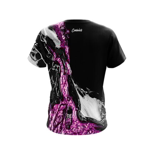 Pink Black Liquid Marble CoolWick Bowling Jersey - Image 2