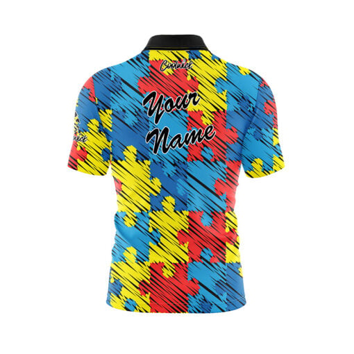 Autism Awareness Puzzle Pieces Fast Track CoolWick Bowling Jersey - Image 3