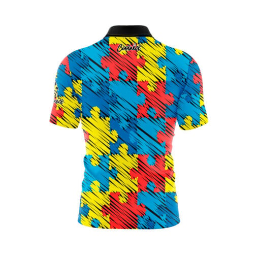 Autism Awareness Puzzle Pieces Fast Track CoolWick Bowling Jersey - Image 2