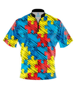 Autism Awareness Puzzle Pieces Fast Track CoolWick Bowling Jersey