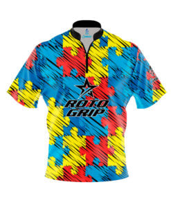 Autism Awareness Puzzle Pieces Fast Track CoolWick Bowling Jersey - Roto Grip