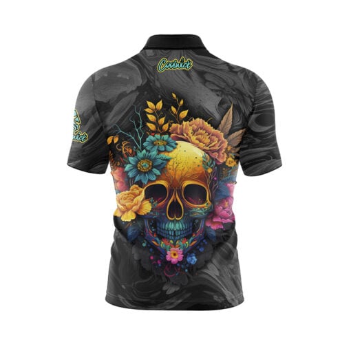 Black White Skullscape Fast Track CoolWick Bowling Jersey - Image 2