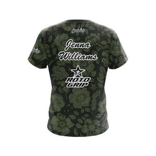 Roto Grip Jenna Williams Green Vintage Floral CoolWick Bowling Jersey - Image 2