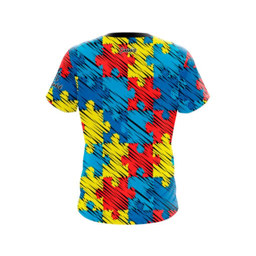 Autism Awareness Puzzle Pieces CoolWick Bowling Jersey - Image 2