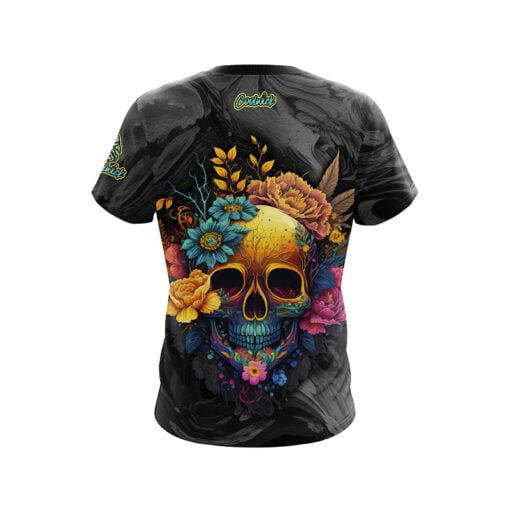Black White Skullscape CoolWick Bowling Jersey - Image 2