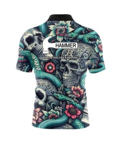 Alternative view of Hammer Skull Snakes Quick Ship CoolWick Sash Zip Bowling Jersey