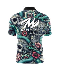 Alternative view of Motiv Skull Snakes Quick Ship CoolWick Sash Zip Bowling Jersey