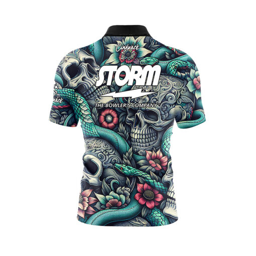 Storm Skull Snakes Quick Ship CoolWick Sash Zip Bowling Jersey - Image 2