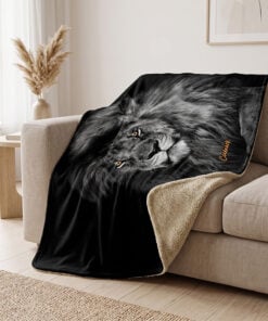 CoolWick Lion Sherpa Lined Throw Blanket