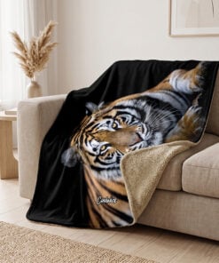 CoolWick Tiger Sherpa Lined Throw Blanket