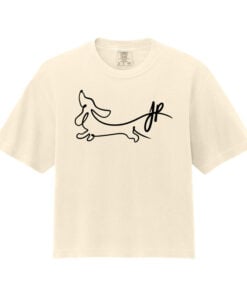 Alternative view of Jacqueline Rollins Dachshund Bowling CoolWick Crop Heavyweight Tee